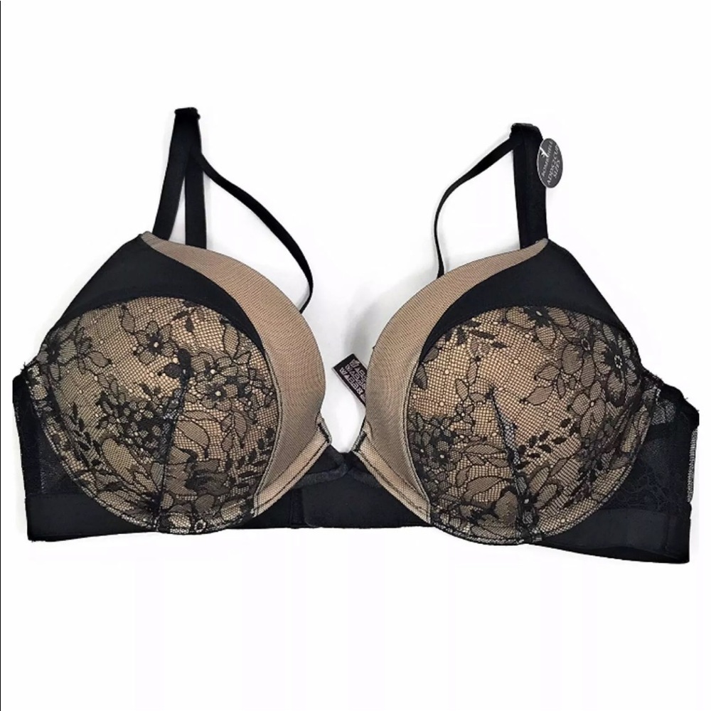 VS PLUNGE BOMBSHELL BRA BLACK/NUDE 32C